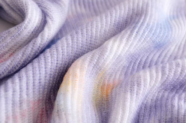 Lilac Tie Dye Ripped Designed Cardigan