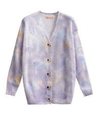 Lilac Tie Dye Ripped Designed Cardigan