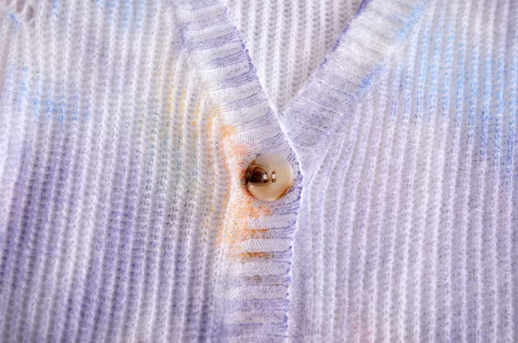Lilac Tie Dye Ripped Designed Cardigan