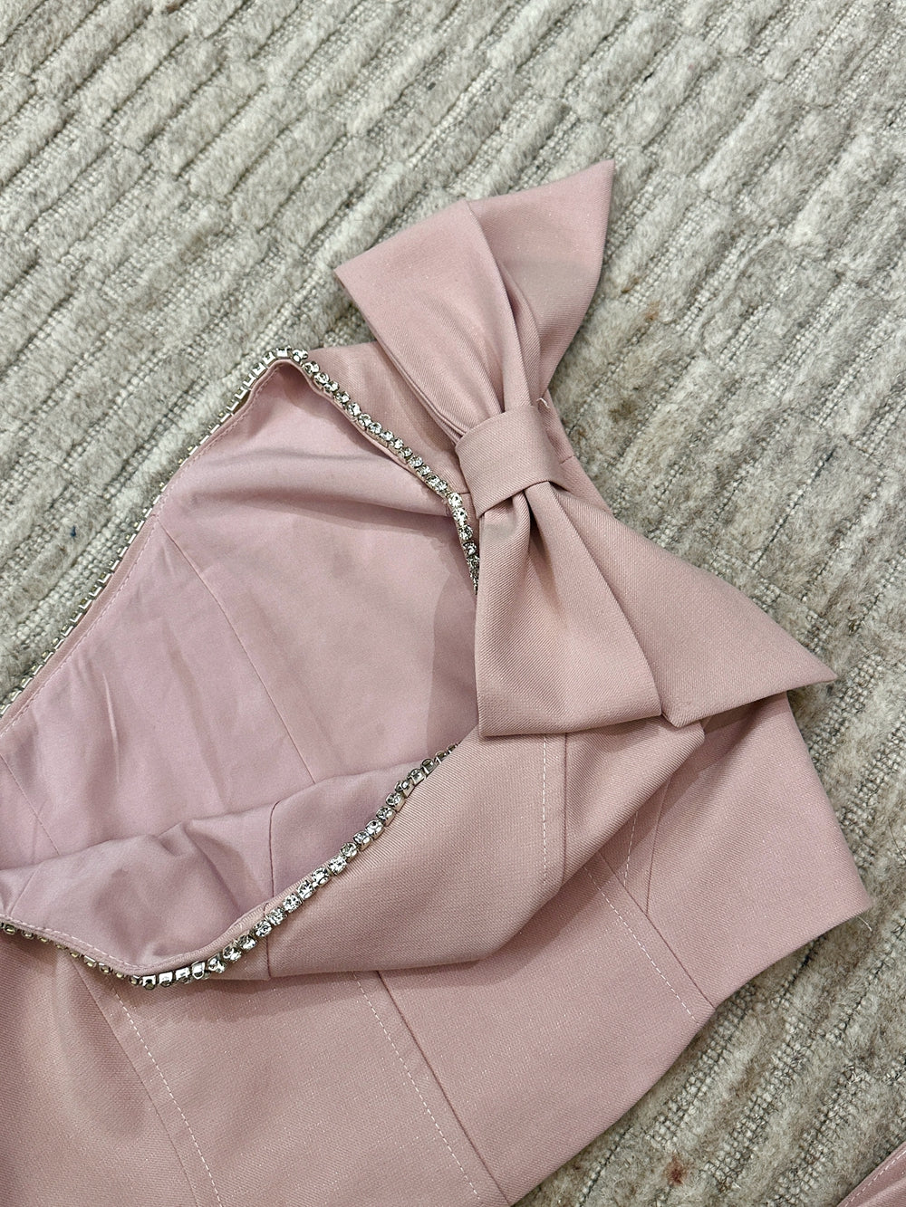 Pink Crystal Embellished Asymmetric Top