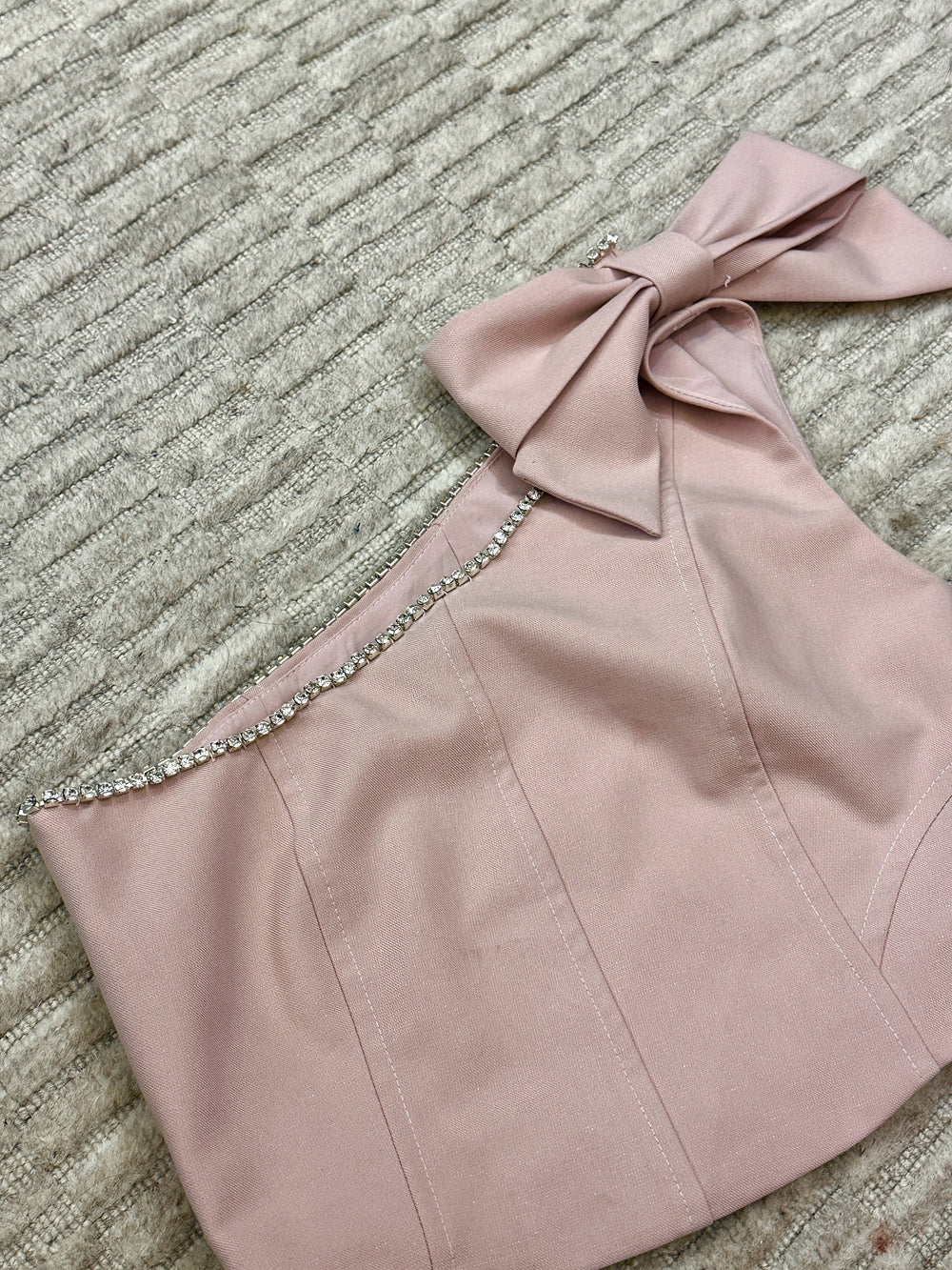 Pink Crystal Embellished Asymmetric Top