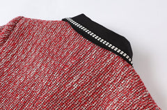 Red Tweed Collared Dress