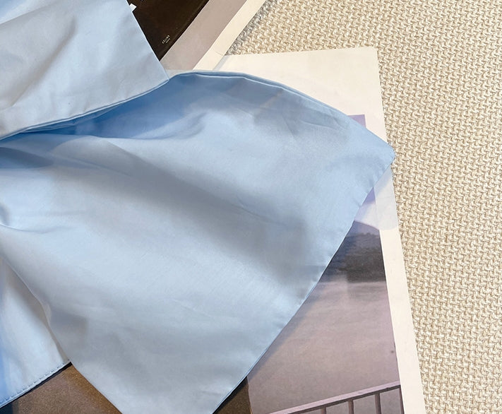 Sky Blue Big Ribbon Crop Top
