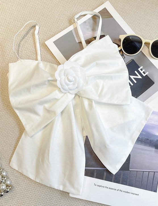 Sky Blue Big Ribbon Crop Top