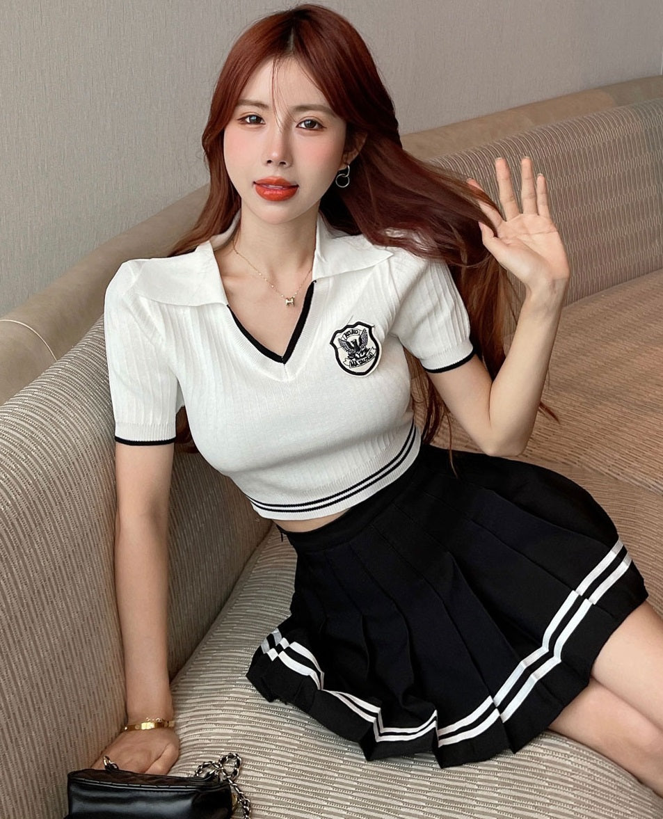White Cropped Polo Shirt