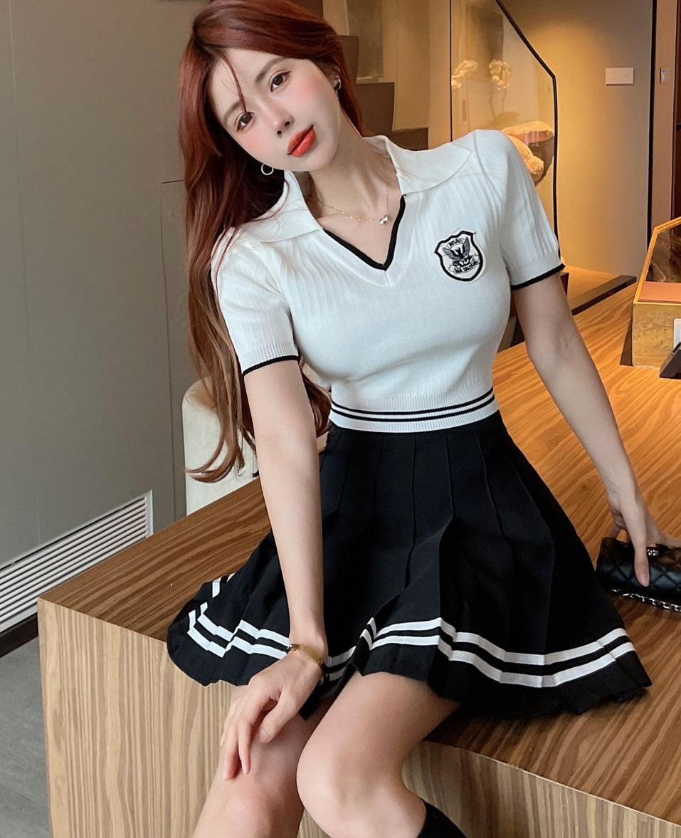 White Cropped Polo Shirt