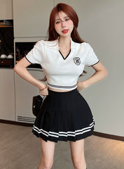 White Cropped Polo Shirt