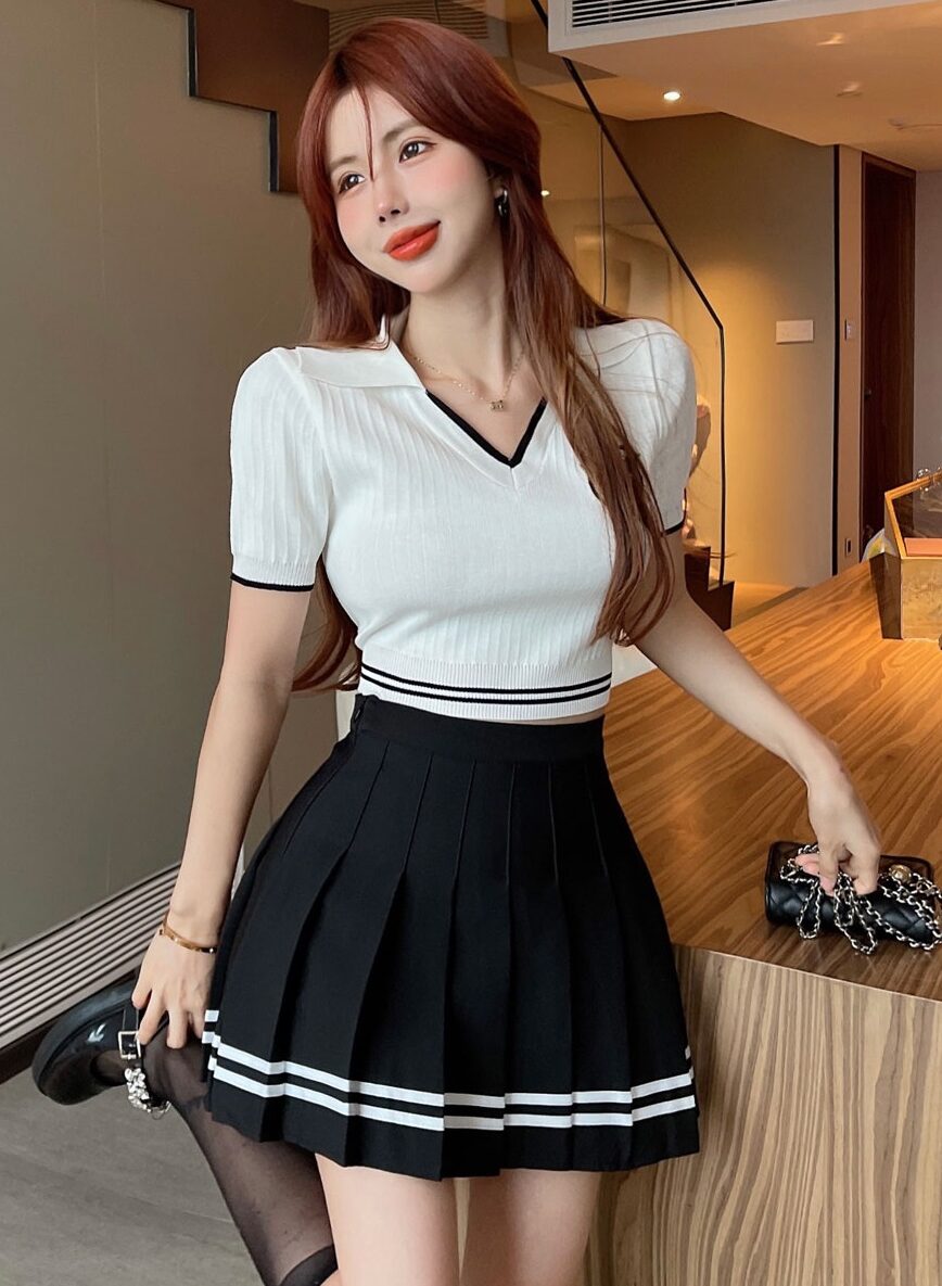 White Cropped Polo Shirt