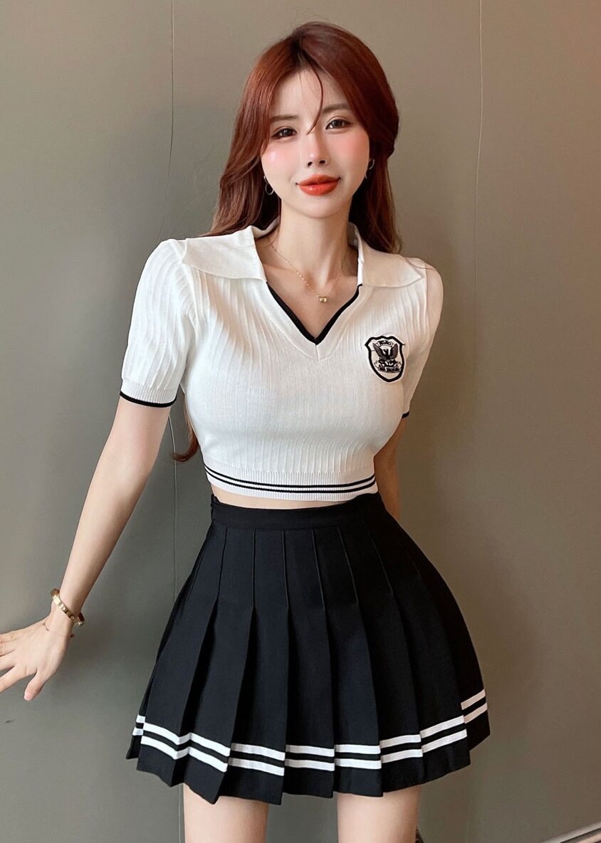 White Cropped Polo Shirt