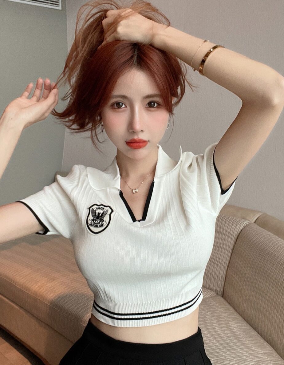 White Cropped Polo Shirt