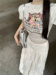 White Maxi Flared Skirt