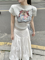 White Maxi Flared Skirt