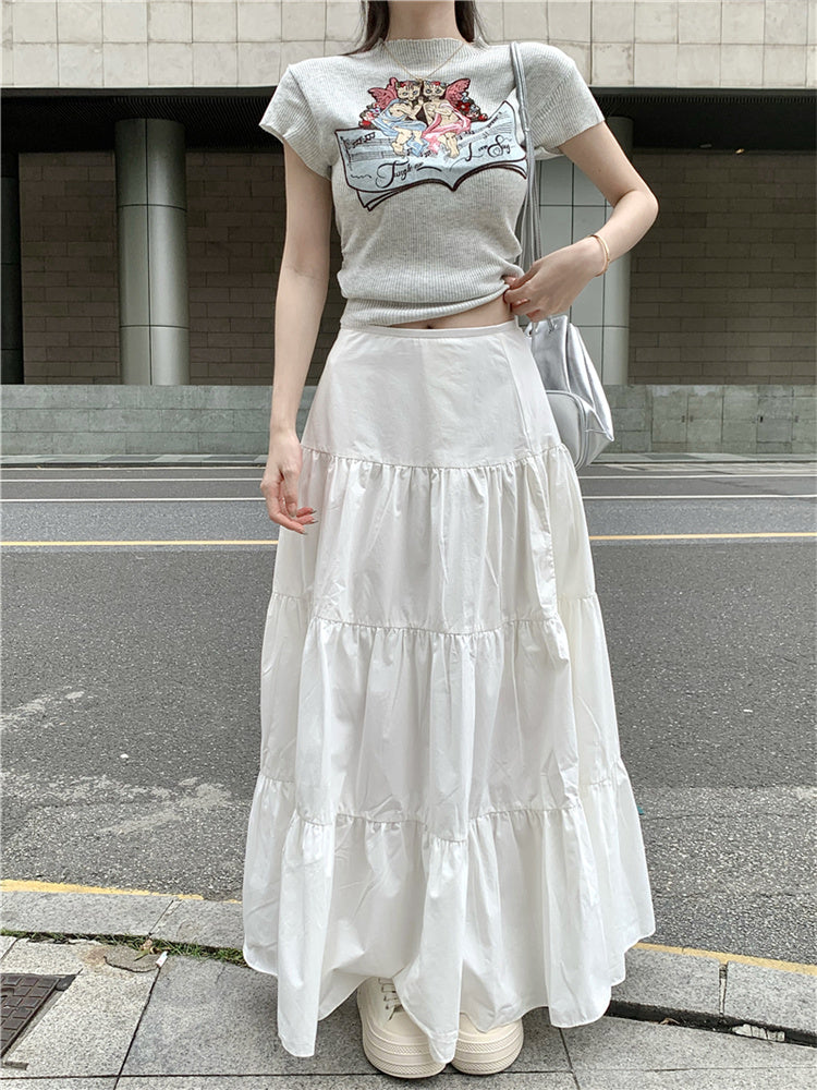 White Maxi Flared Skirt