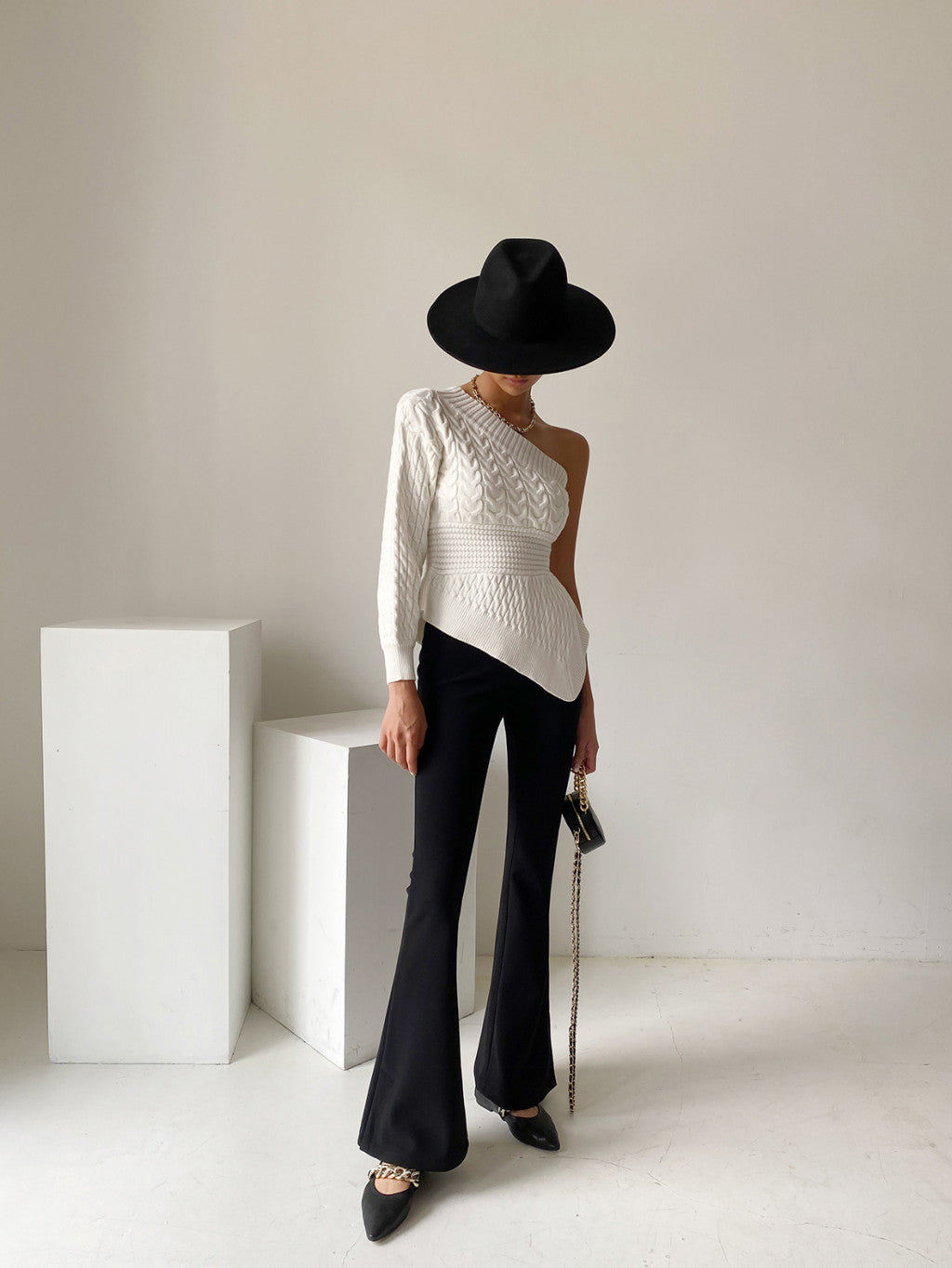 White One-Shoulder Irregular Top