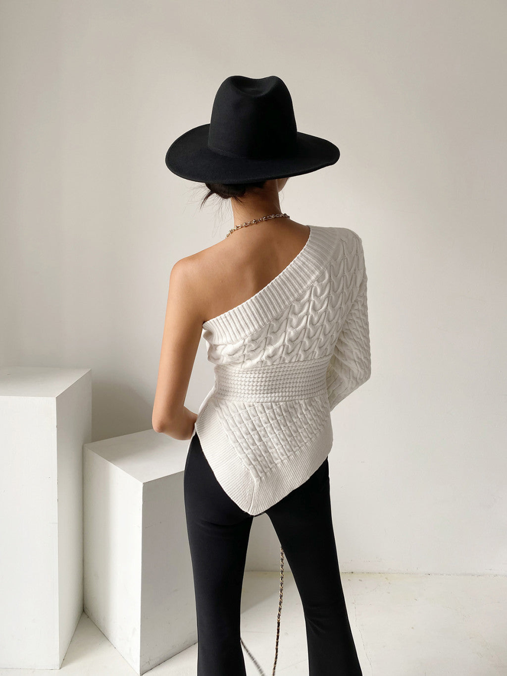 White One-Shoulder Irregular Top