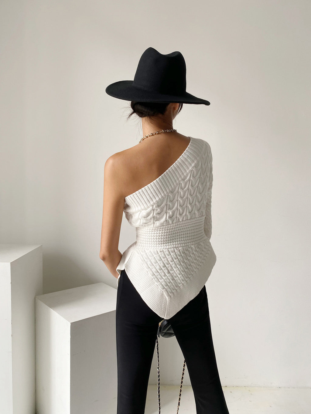 White One-Shoulder Irregular Top