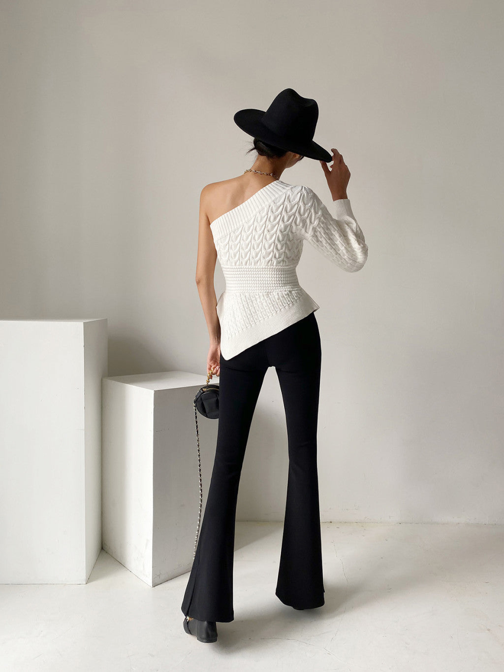 White One-Shoulder Irregular Top