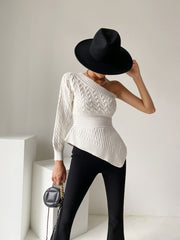 White One-Shoulder Irregular Top