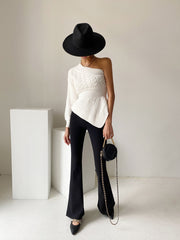 White One-Shoulder Irregular Top