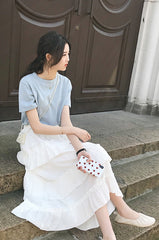 White Tri Layered Ruffle Skirt