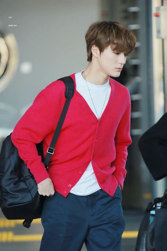 Red Knitted V-Neck Cardigan