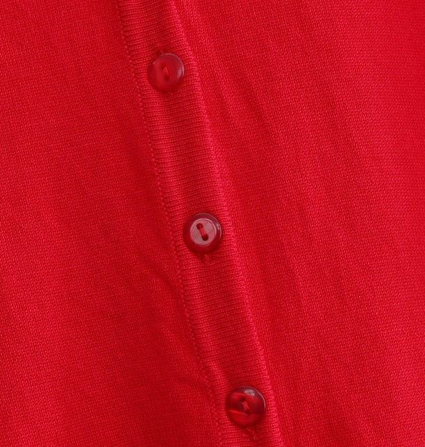 Red Knitted V-Neck Cardigan