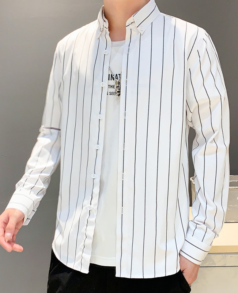 White Stripe Patterned Shirt