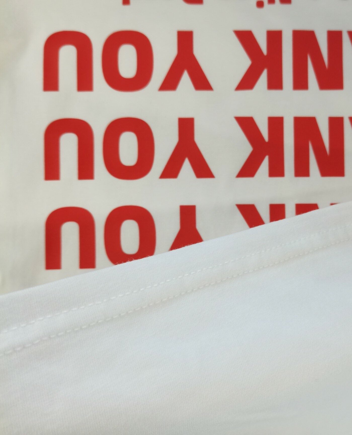 White Loose Inverted Thank You T-Shirt