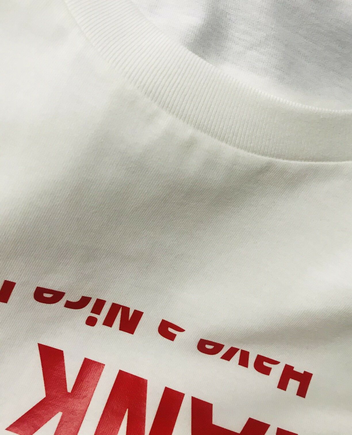 White Loose Inverted Thank You T-Shirt