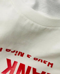 White Loose Inverted Thank You T-Shirt
