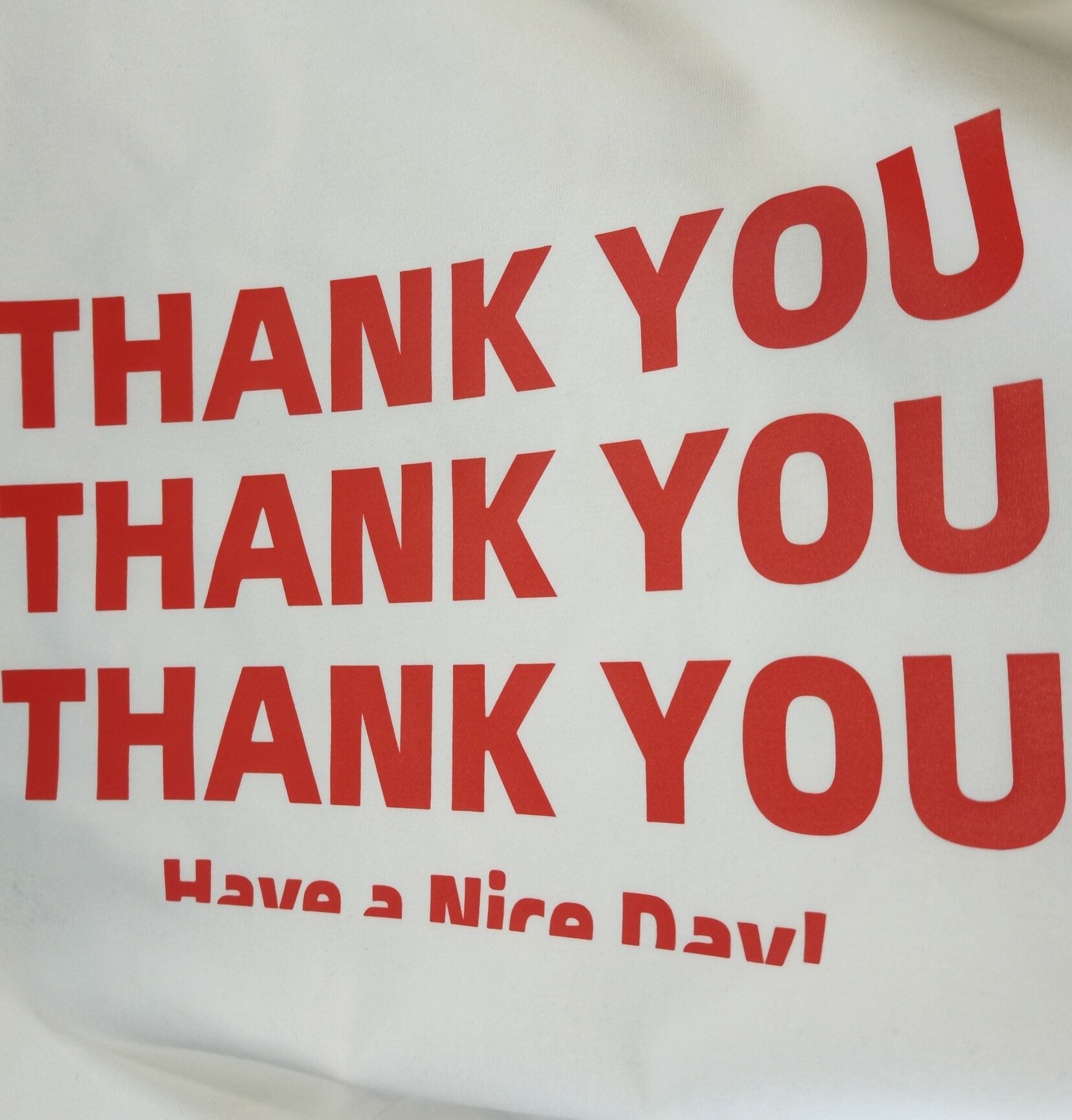 White Loose Inverted Thank You T-Shirt
