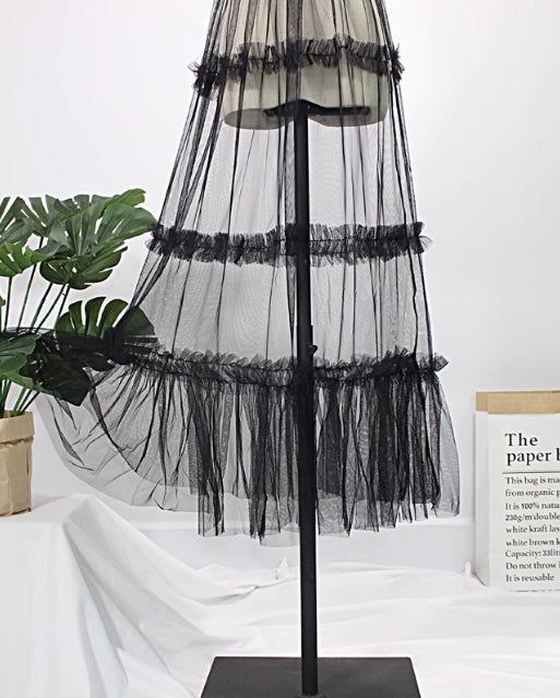 Black Sheer Tutu Midi Skirt