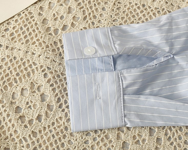 Blue Shirt And Grey Vest Two-Piece Set