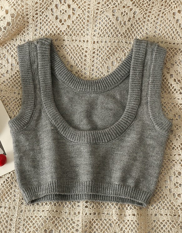 Blue Shirt And Grey Vest Two-Piece Set