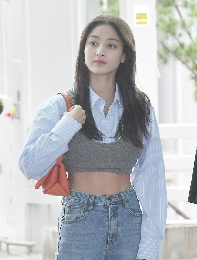Blue Shirt And Grey Vest Two-Piece Set