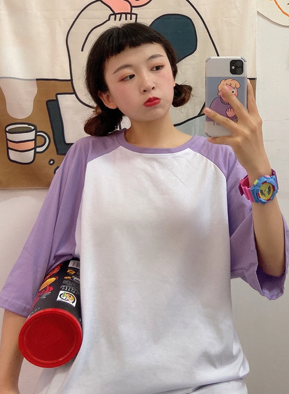 Lilac Sleeves Oversized T-Shirt