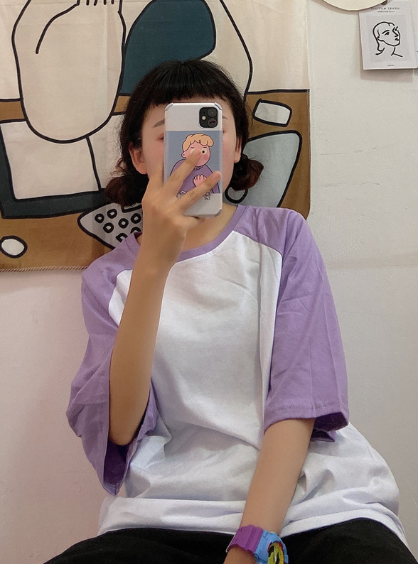 Lilac Sleeves Oversized T-Shirt