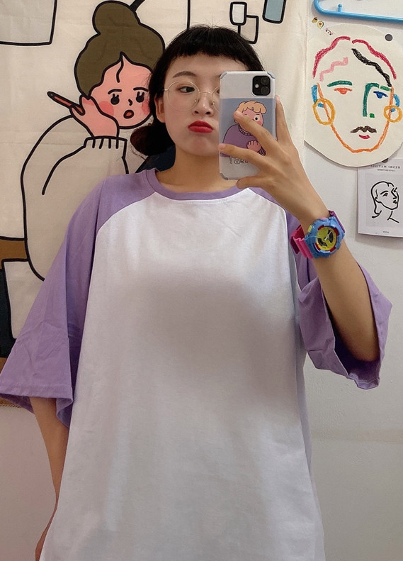 Lilac Sleeves Oversized T-Shirt