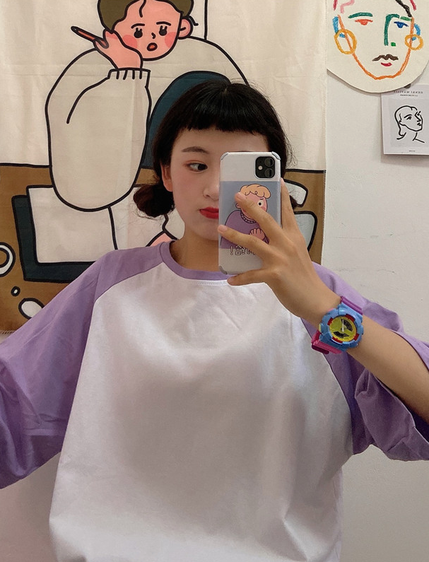 Lilac Sleeves Oversized T-Shirt