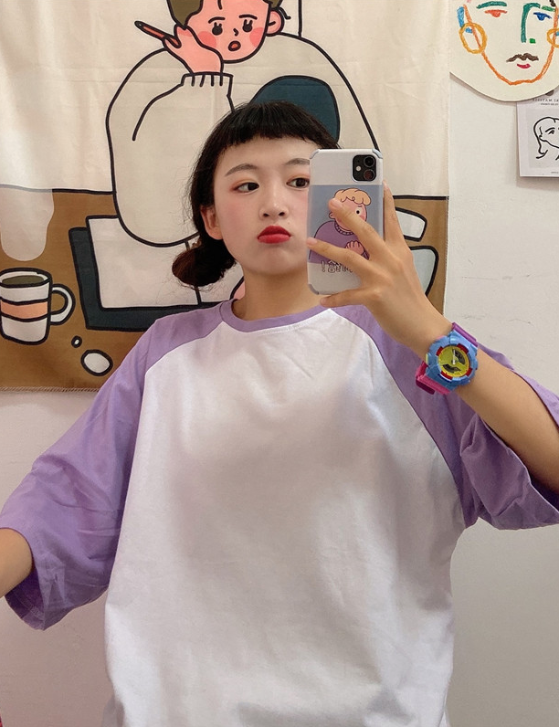 Lilac Sleeves Oversized T-Shirt