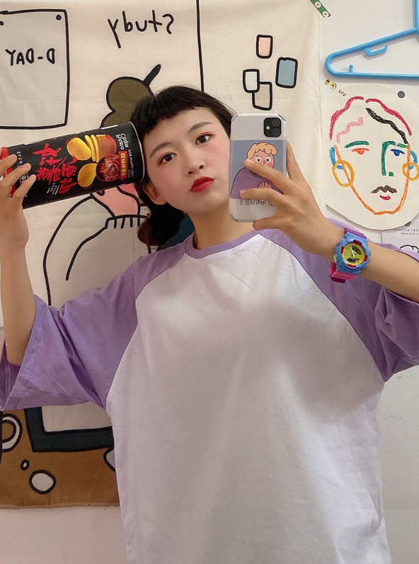 Lilac Sleeves Oversized T-Shirt