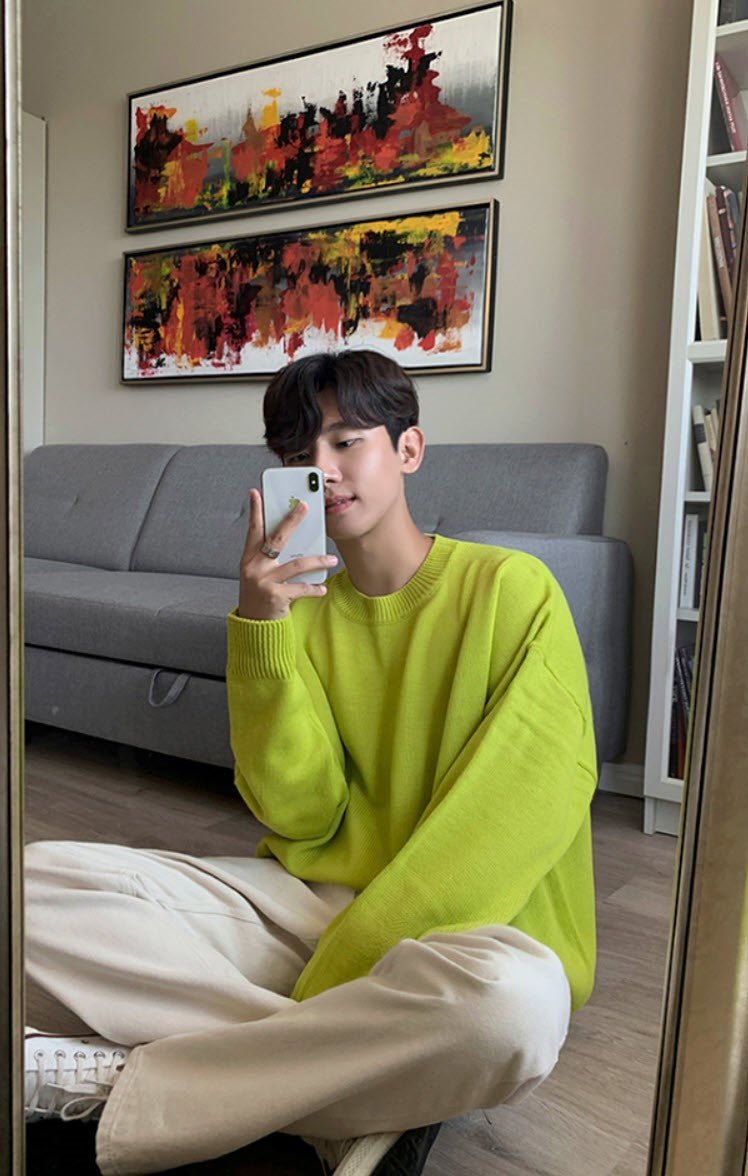 Yellow Plain Round Neck Sweater
