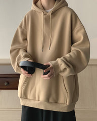 Beige Oversized Kangaroo Pocket Hoodie
