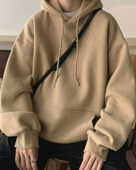 Beige Oversized Kangaroo Pocket Hoodie