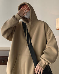 Beige Oversized Kangaroo Pocket Hoodie