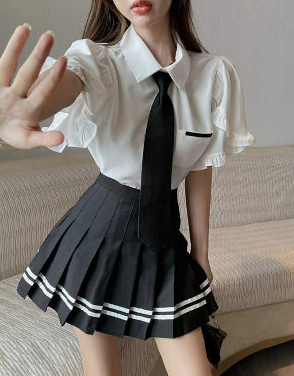 Black Pleated Mini Skirt
