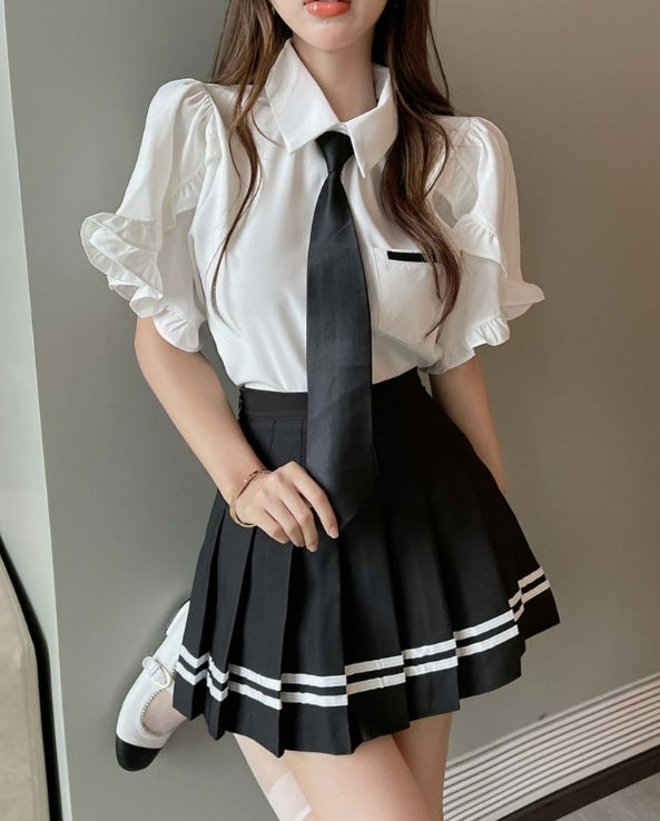 Black Pleated Mini Skirt