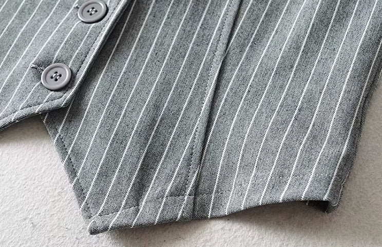 Black Striped Button-Up Vest