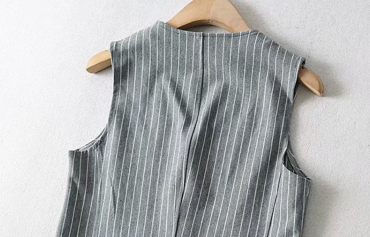 Black Striped Button-Up Vest