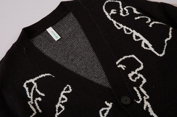 Green Cartoon Dinosaur Cardigan